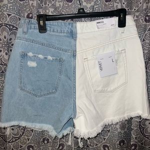 High waisted jean shorts